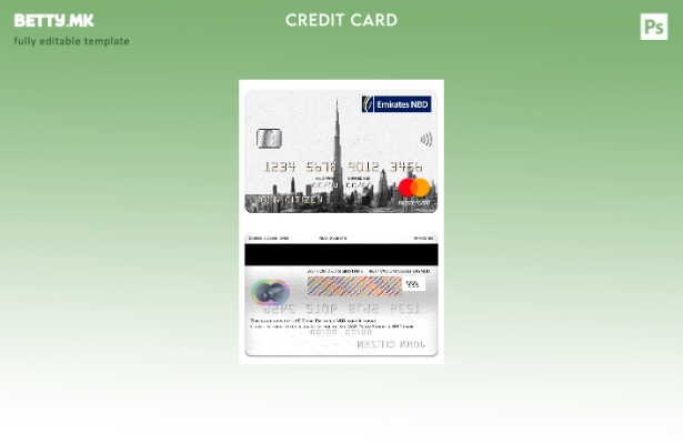 Модерен стил на ОАЕ Дубаи Емирати Шаблон за банкарска мастеркард NBD